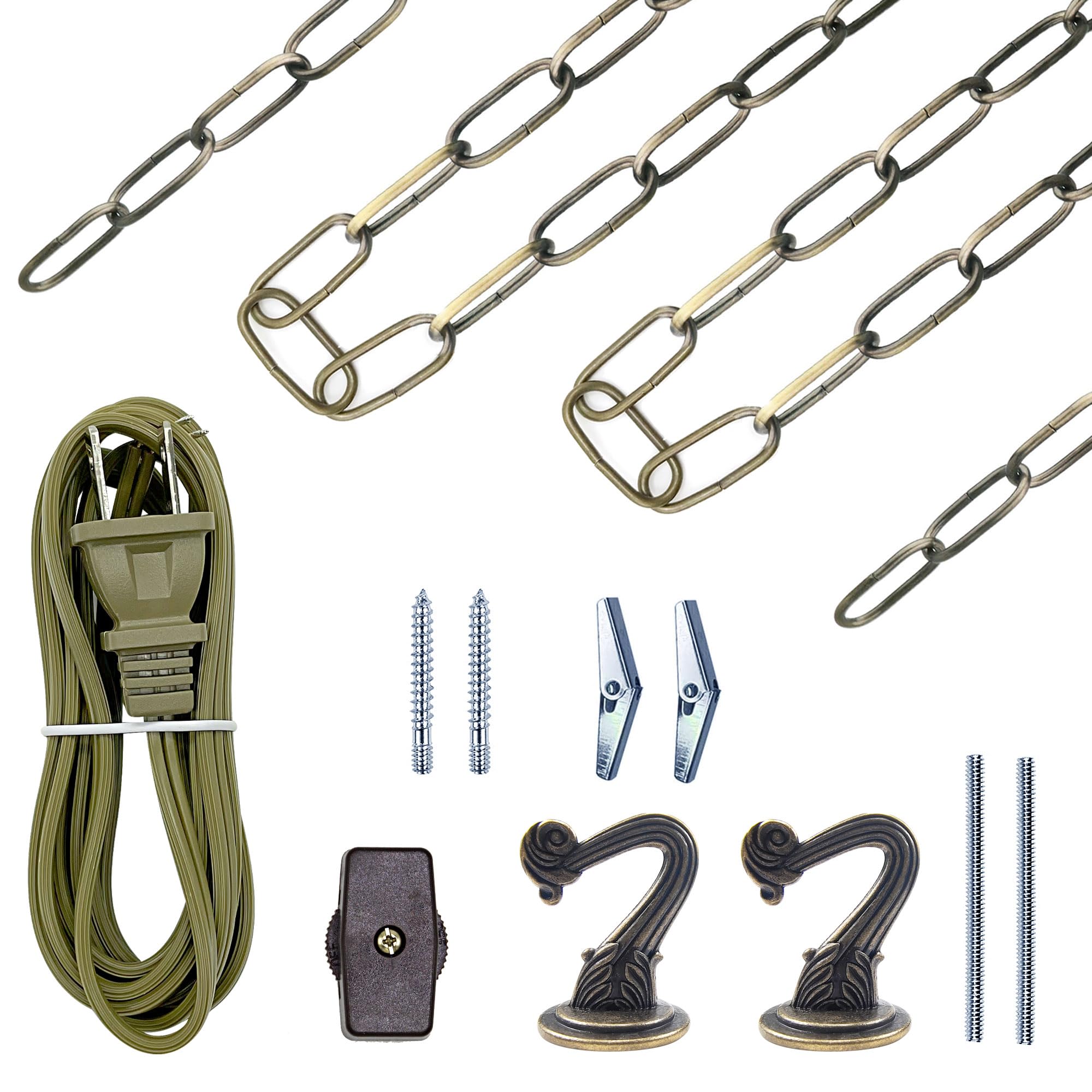ECUDIS Swag Light Kit, 12 Ft Chain, 15 Ft Cord with Switch, Nickel — Amazon image 7