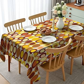Amazon｜Ambesonne ミッドセンチュリーテーブルクロス キッチ