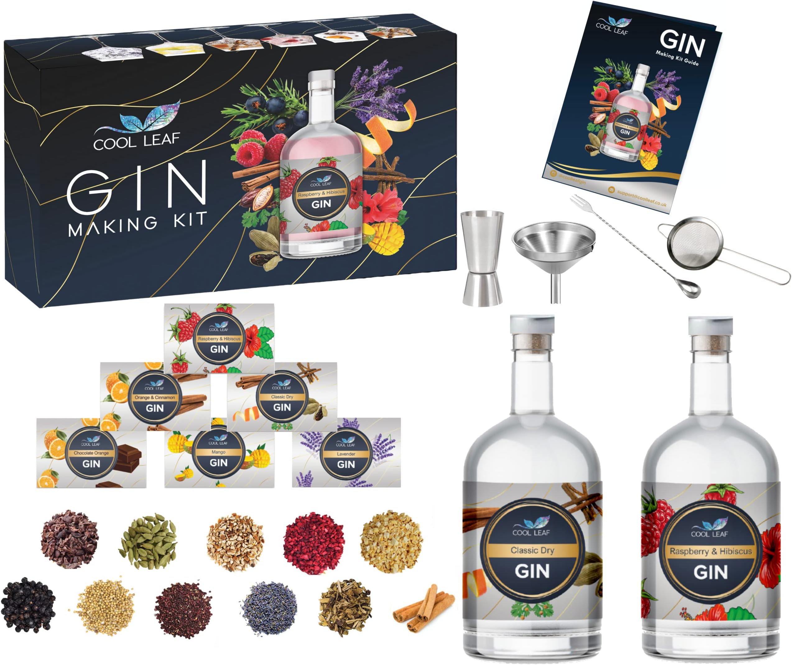 Gin Making Kit – Perfect Gin Gift Set for Men & Women | 11 Botanicals to Make Your Own Craft Gin | Chocolate Orange, Raspberry & Hibiscus, Mango, Lavender & More
