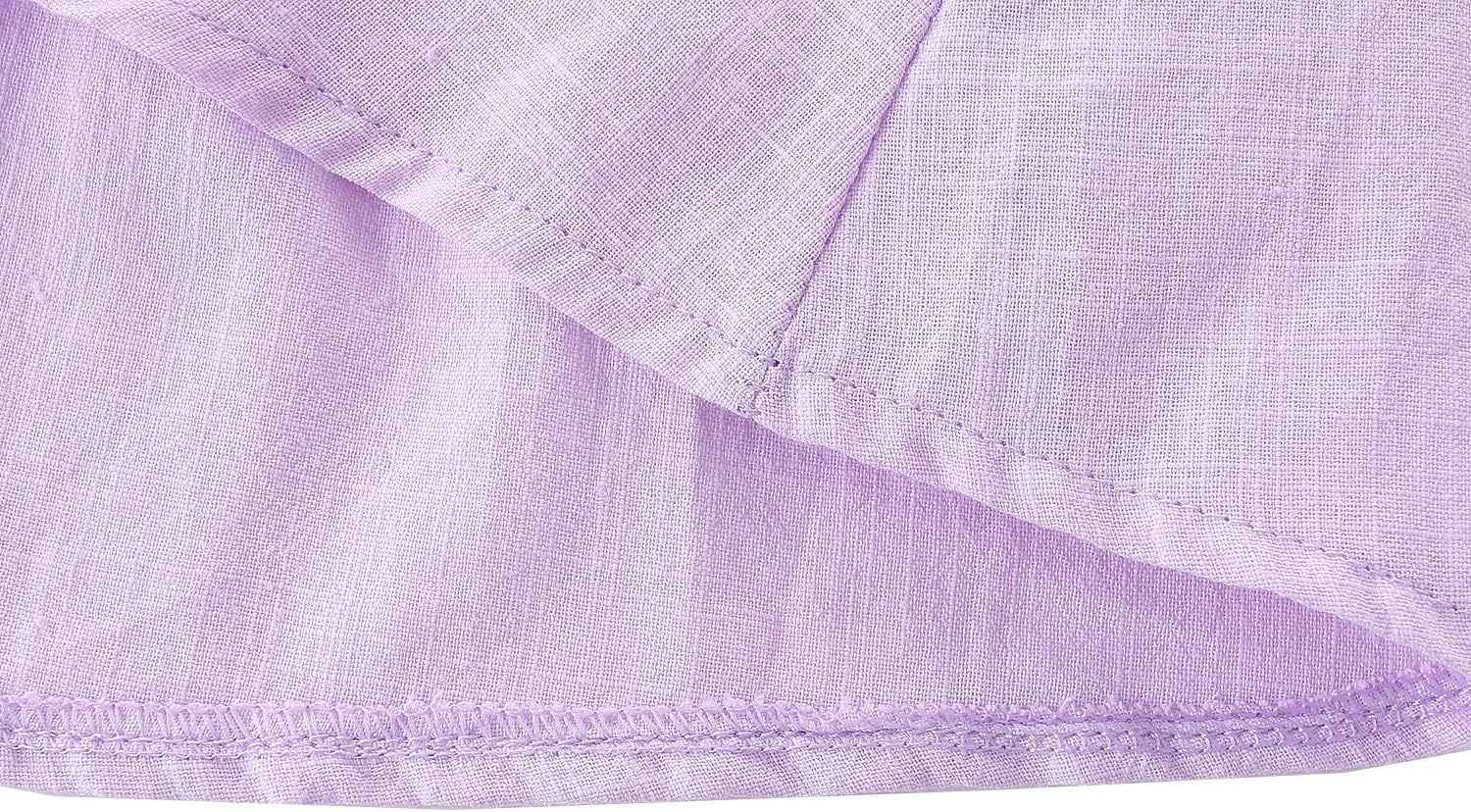 GSVIBK Girls Linen Cotton Dress Flutter Sleeve Back Cross Dress Toddler A-Line Skater Dress Baby Girl Halter Casual Sundress - Image 5