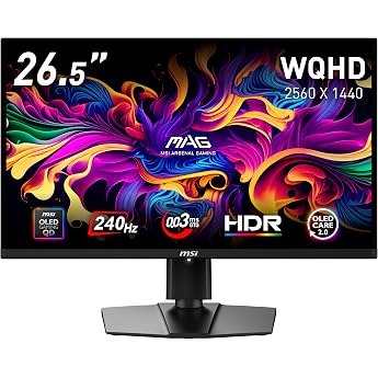 【Amazon.co.jp Exclusive】MSI QD-OLED Gaming Monitor MAG 272QP QD-OLED X24 26.5 inches/WQHD/QD-OLED Panel/240Hz/0.03ms (GTG)/Ha