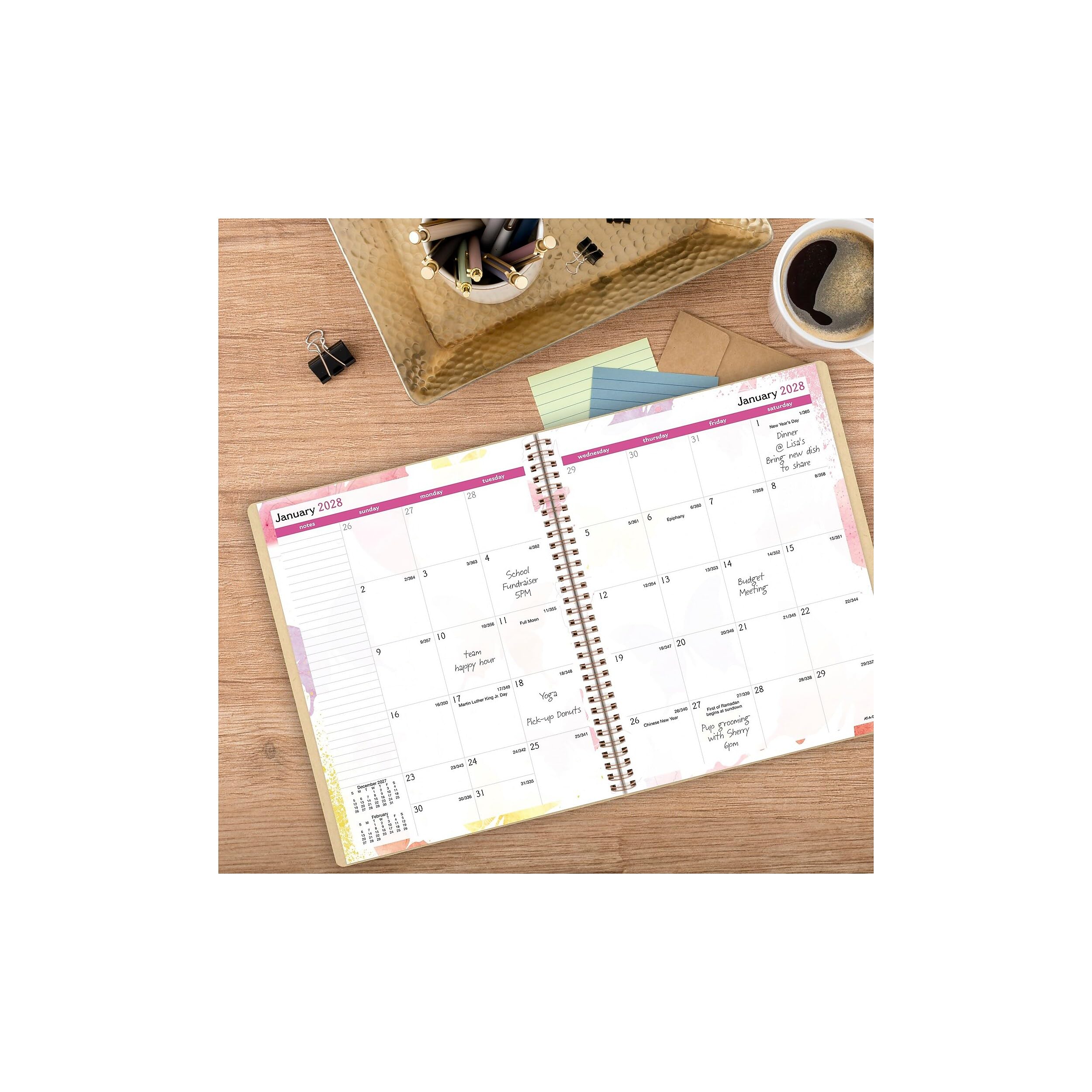 AT-A-GLANCE 2027 - Agenda settimanale e mensile con acquerelli, 21,6 x 27,9 cm, copertina in carta, multicolore
