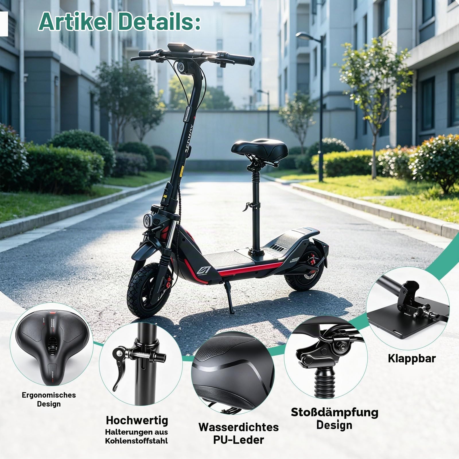 1 PCS E Scooter Sitz Kompatibel mit Ninebot ZT3 Pro