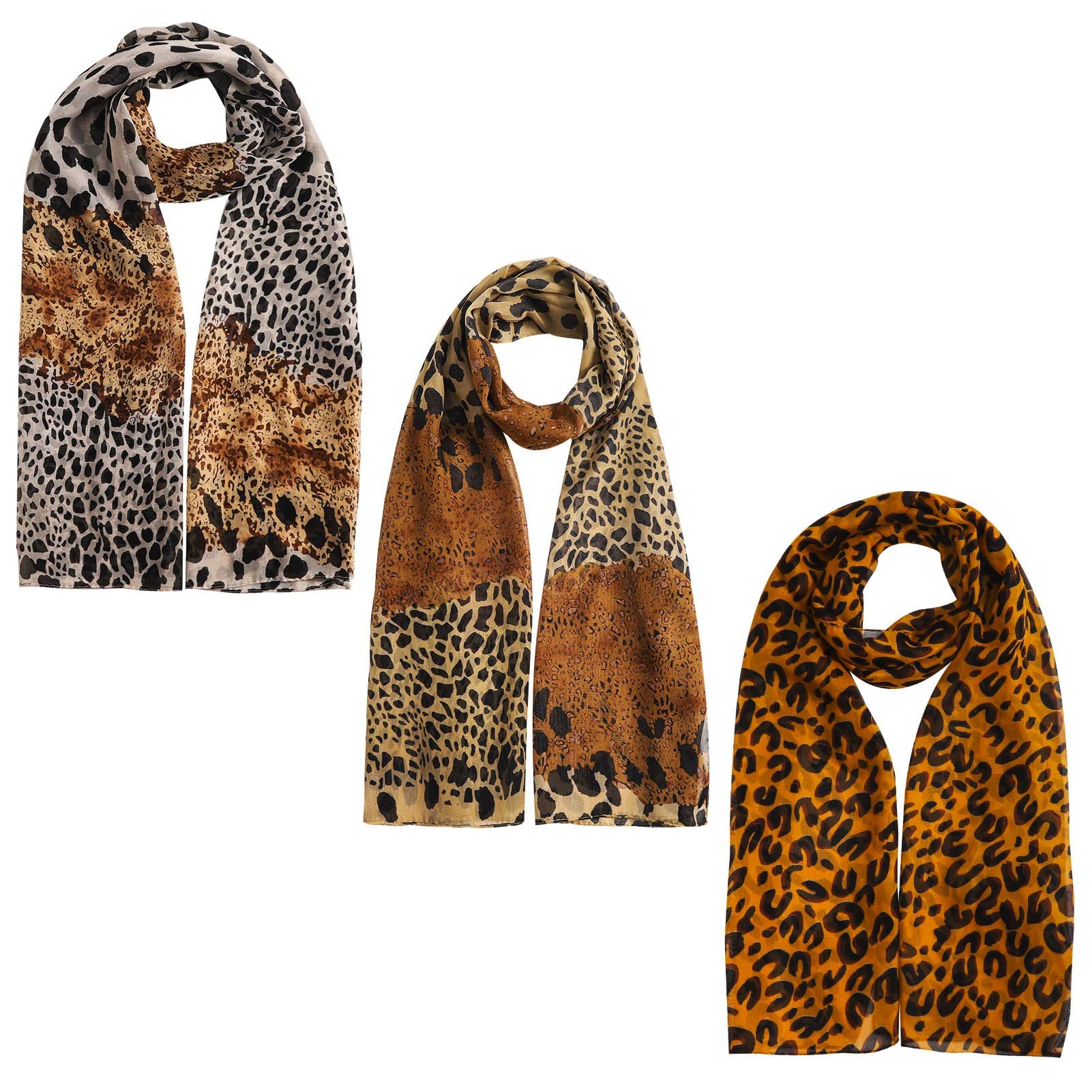 Herqw61 3 Pcs Fashion Scarf Long Lightweight Soft Scarves Classic Leopard Printed Shawl Sunscreen Evening Dressfor Women