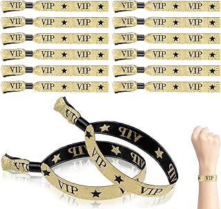 VIP Einlassbänder Stoff, 30 Stück Eintrittsbänder Schwarze Goldene, Verstellbare VIP Bändchen für Partys Konzerte Geburtstag Hochzeit Vergnügungsparks