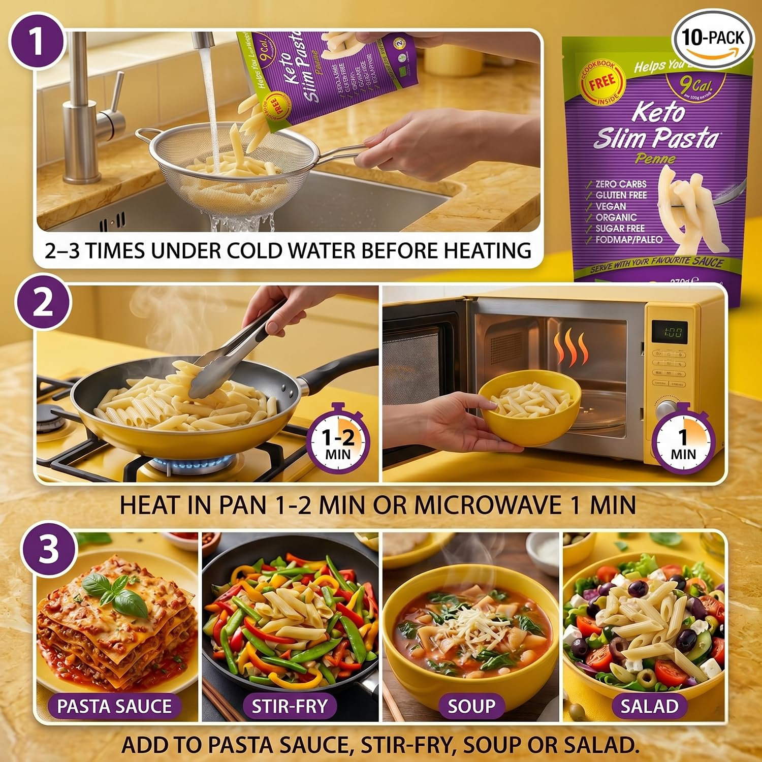 Eat Water Wąski makaron Penne 200 g (opakowanie 5 szt.)