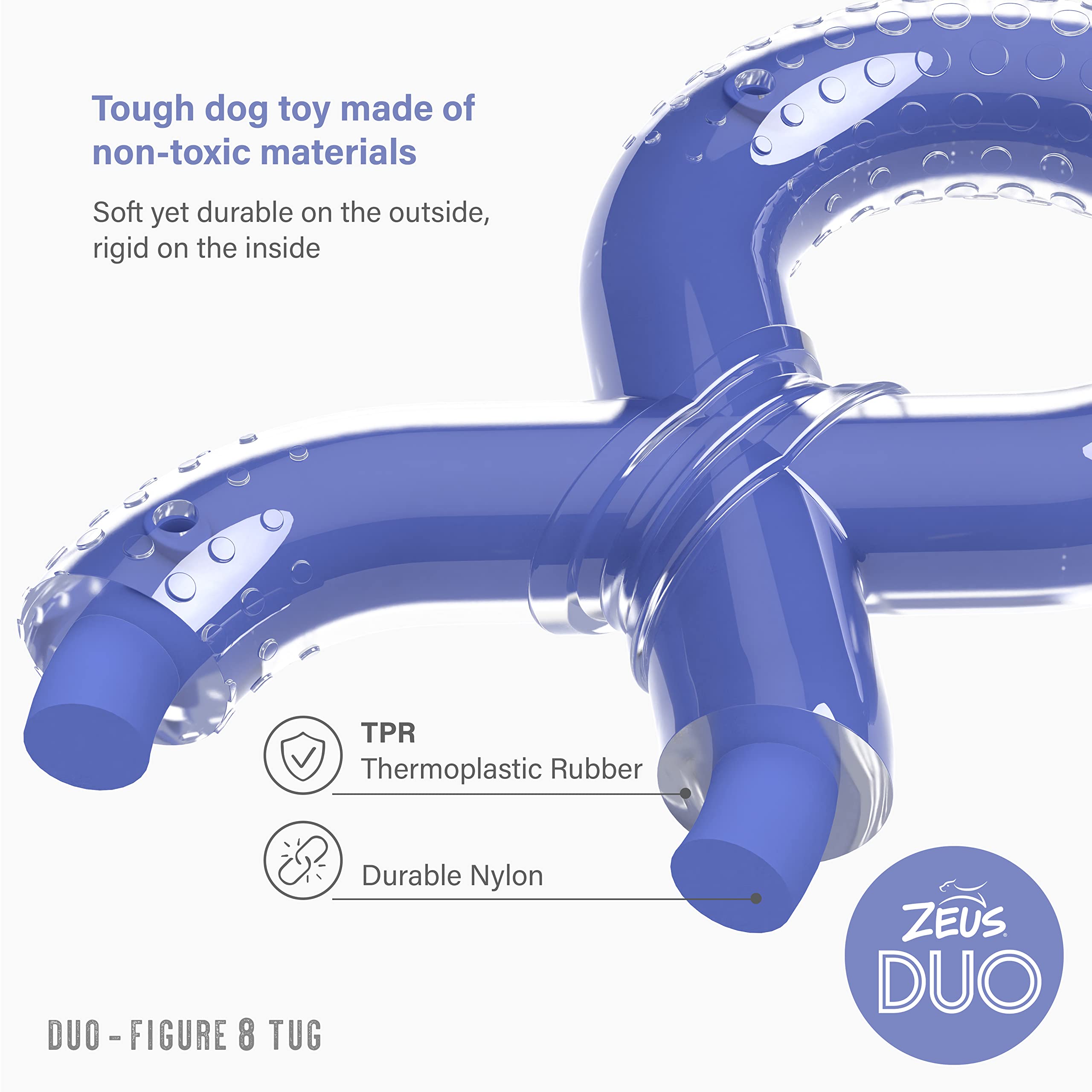 Zeus Duo Figure-8 Tug, 20cm (8in), Purpl, Purple - Image 2