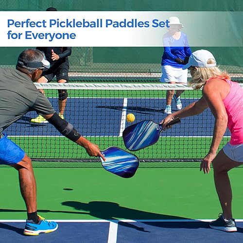 Miniatura 8 de Palas de pickleball de fibra de vidrio con estructura de panal de abejas de polipropileno, raqueta ligera de pickleball con mango acolchado, juego