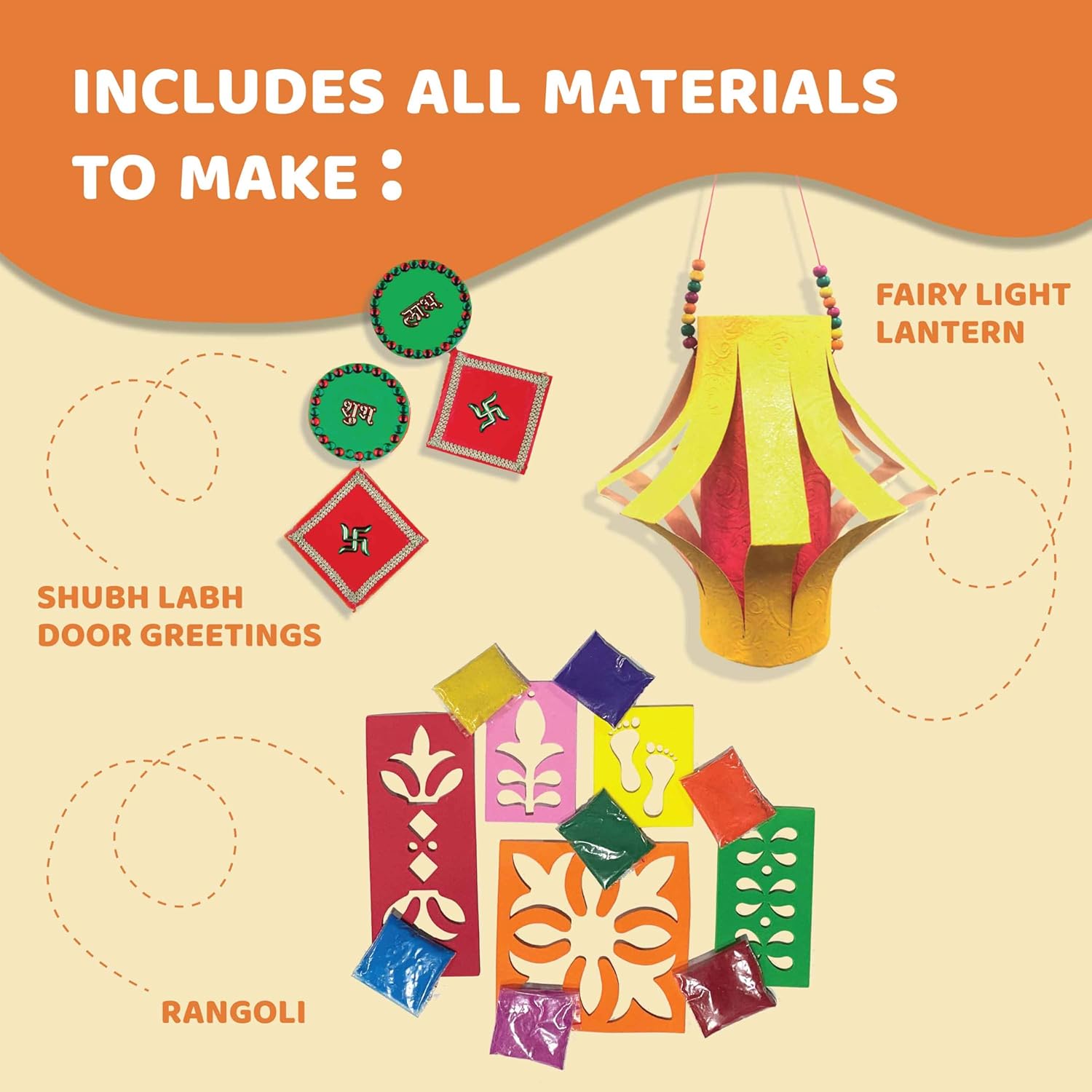 jackinthebox Diwali Decoration Craft Kit for Kids & Adults, Great Diwali Gift for Girls Boys 5 Years and up (Diwali 3 in 1)
