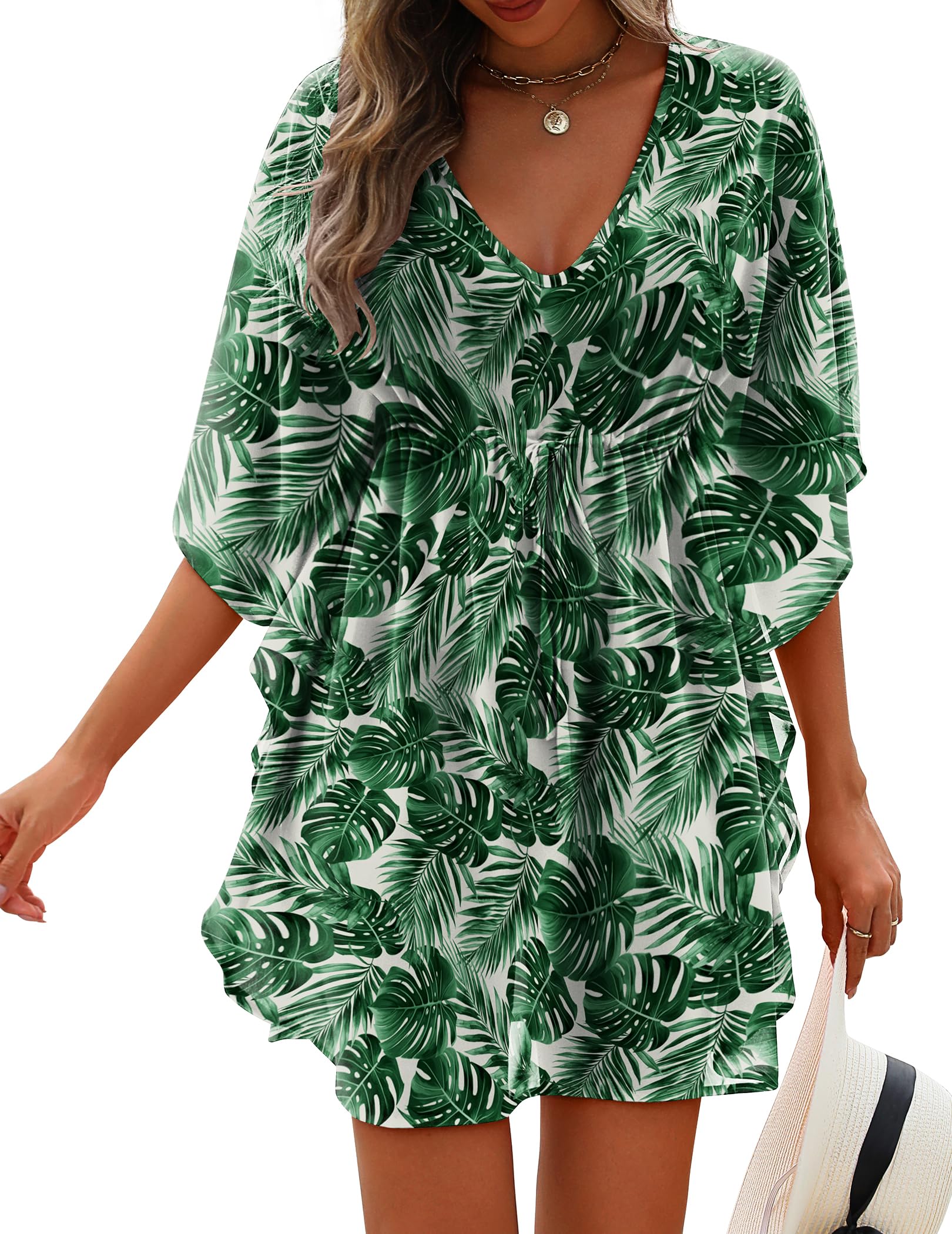 AIMAGE Womens Beach Swimsuit Coverup Sexy Sheer Bathing Suit Cover Up Dress Swimwear Tie Waist Chiffon Beachwear