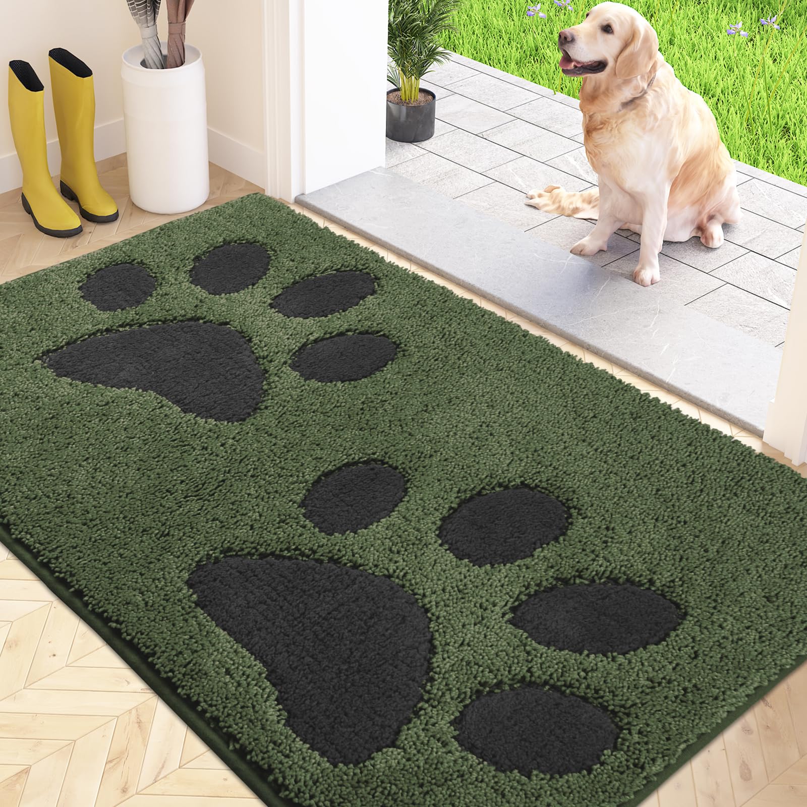 FCSDETAIL Dirt Trapper Indoor Door Mat 80 x 120 cm, Washable Entrance Rug, Absorbent Dog Doormat for Muddy Paws, Inside Mat for front door, Entryway, Pets