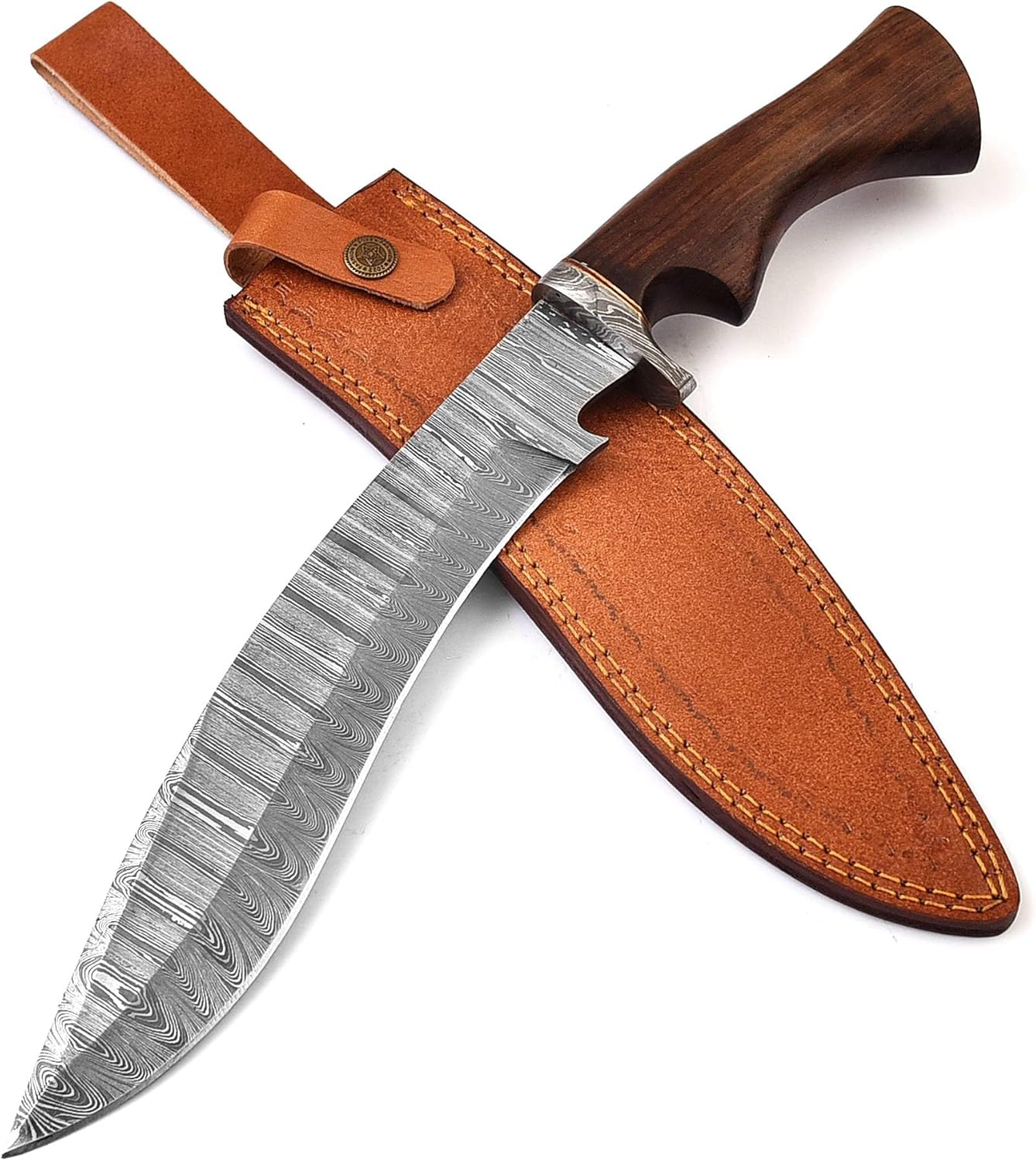 BK-3053 Handmade Damascus Steel 15 Inches Hunting Knife -Beautiful Rose Wood Handle