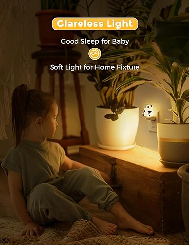 Miniatura 5 de L LOHAS LED Luz nocturna para niños, 3D linda luz nocturna enchufable, luces nocturnas del atardecer al amanecer, RGB + blanco suave 3000K, 3 modos