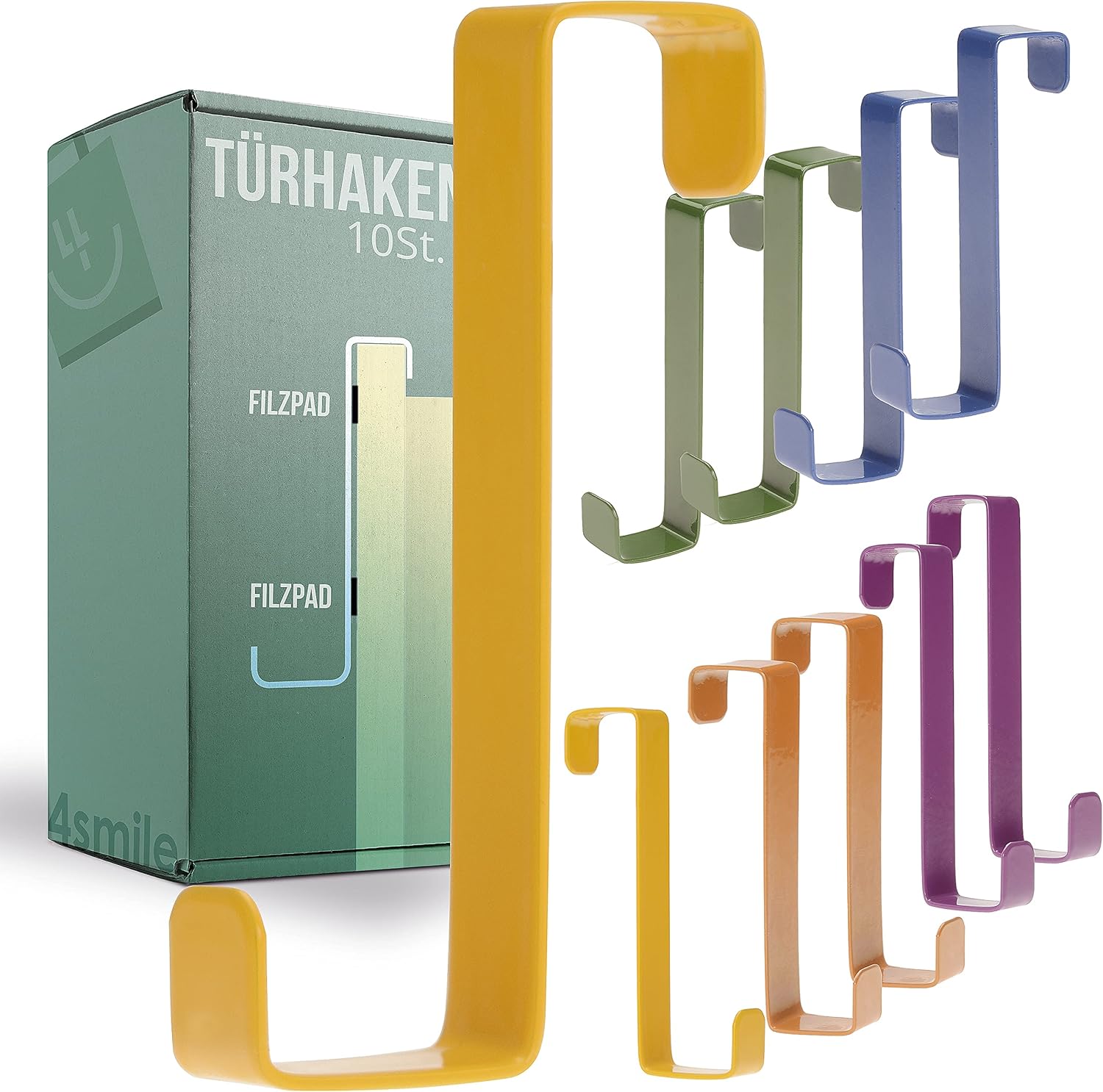 Quirlig Türhaken 10er Set Schwarz - Flexible Kleiderhaken Für Tür