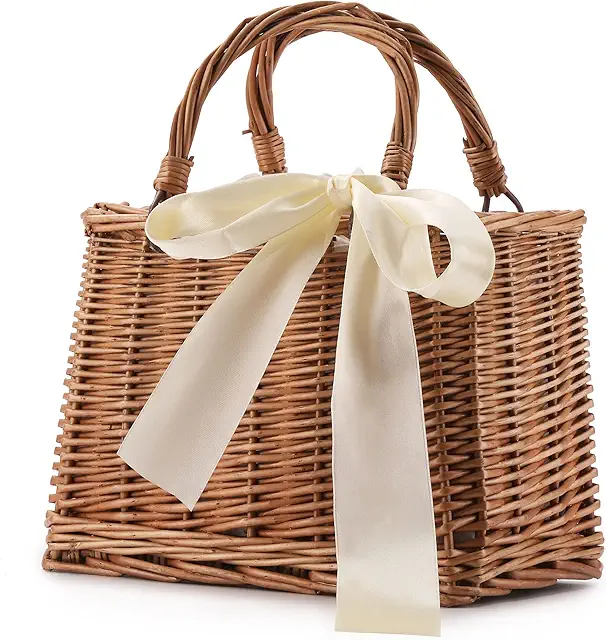 Straw Beach Bag for Women: Rattan Woven Wicker Purse Summer Clutch