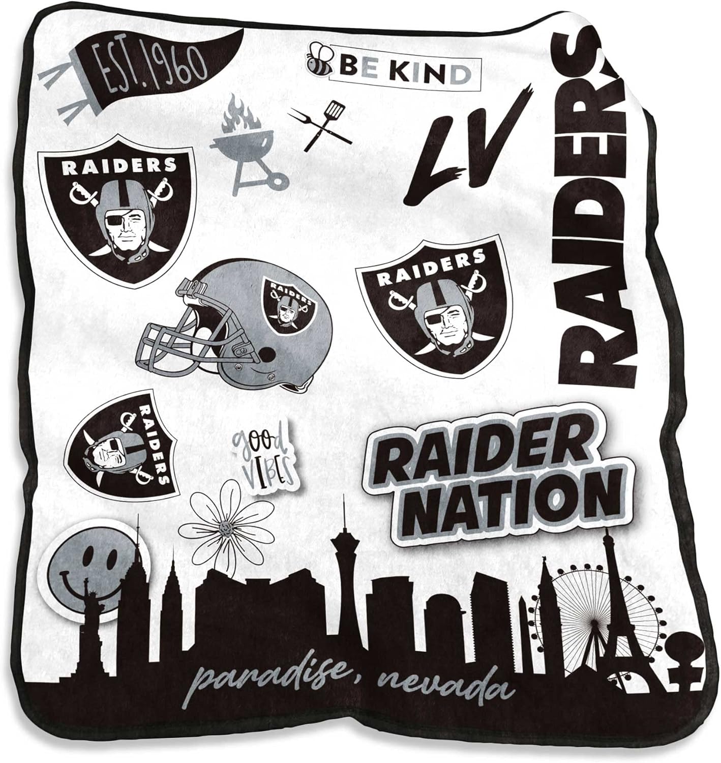 logobrands Las Vegas Raiders 50'' x 60'' Native Raschel Plush Throw Blanket