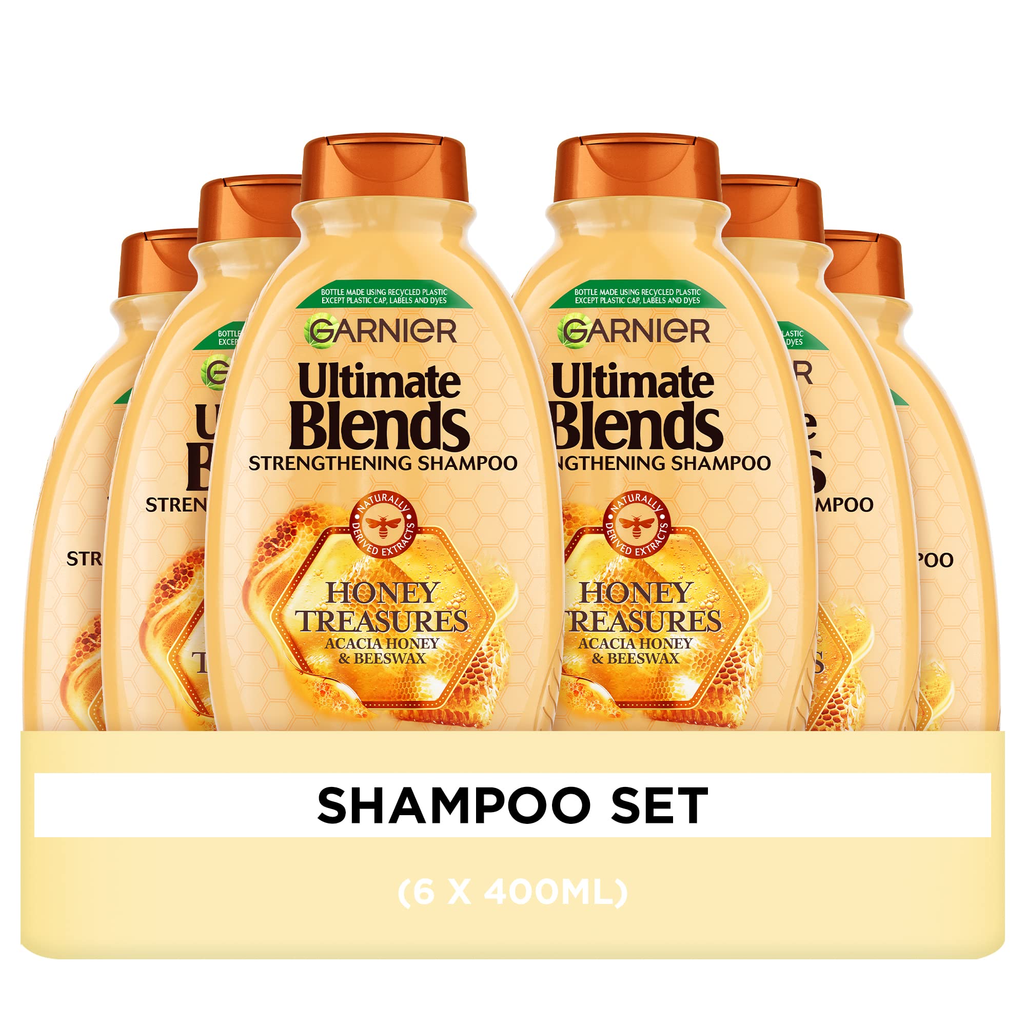 Garnier Ultimate Blends Honey Treasures Strengthening Shampoo for Damaged Hair Enriched with Acacia Honey & Beeswax 6 x 400 ml
