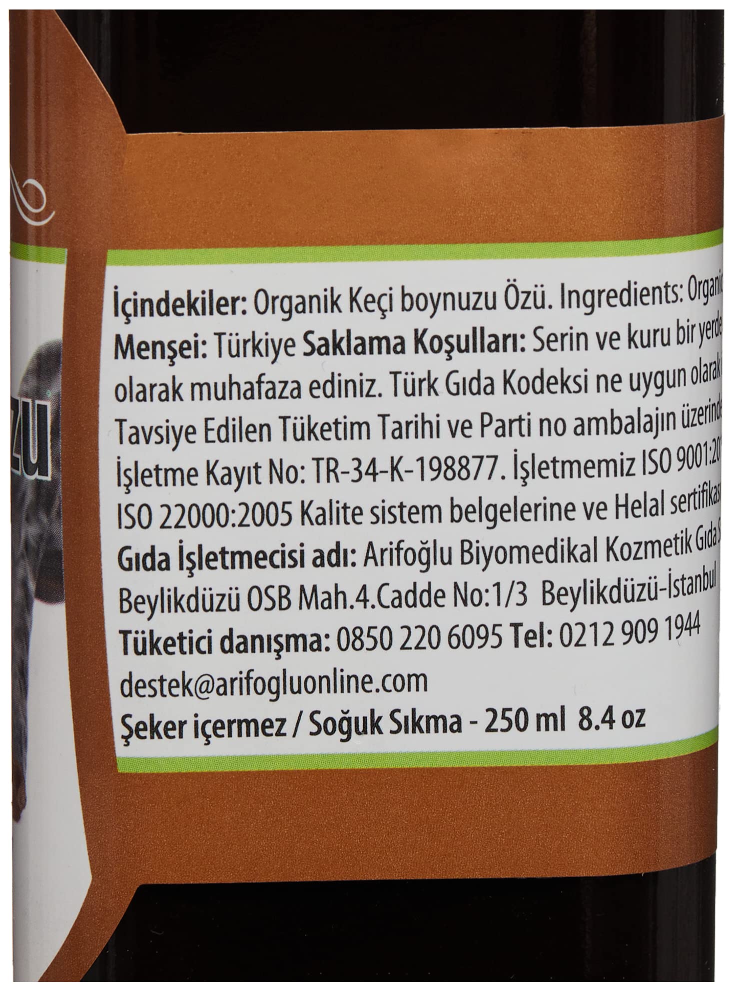 Arifoğlu Organik Keçiboynuzu Özü 250ml