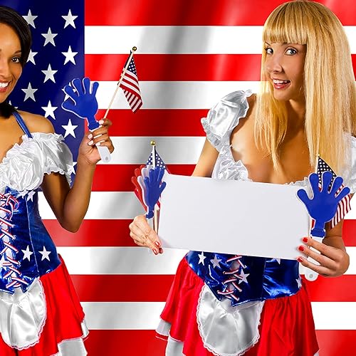 Miniatura 6 de 24 pinzas de mano rojasblancasazules de 7.5 pulgadas, máquinas de ruido de plástico aplaudiendo, fiestas patrióticas, eventos deportivos,