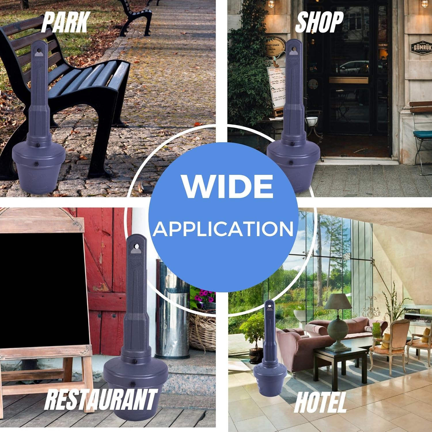 BESEA 2Pack Extra Large Capacity Outdoor Ashtray, 42 Inch Tall Gray Heavy Duty Standing Ash Disposal Bin with 15 Inch Base for Patio, Garden, Hotel, Bar, Restaurant, Office, Outdoor Areas