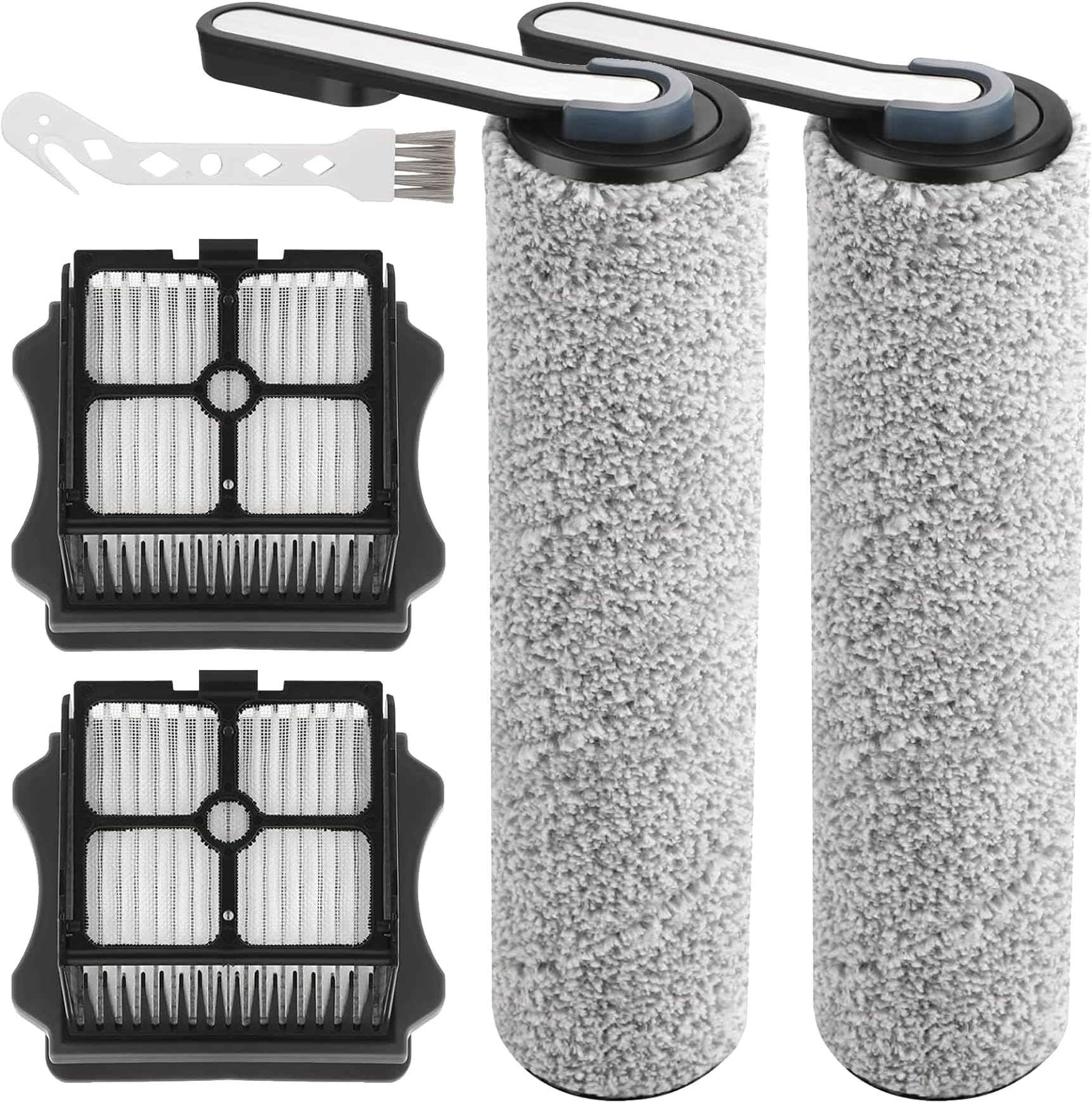 [Floor ONE S5] S5 2 Roller Brush and 2 HEPA Vacuum Filter Replacement for Tineco Floor ONE S5 / S5 Pro / S5 Pro 2 / S5 Blue Cordless Wet Dry Vacuum Cleaner Replacement Parts HEPA Filters,Rollers