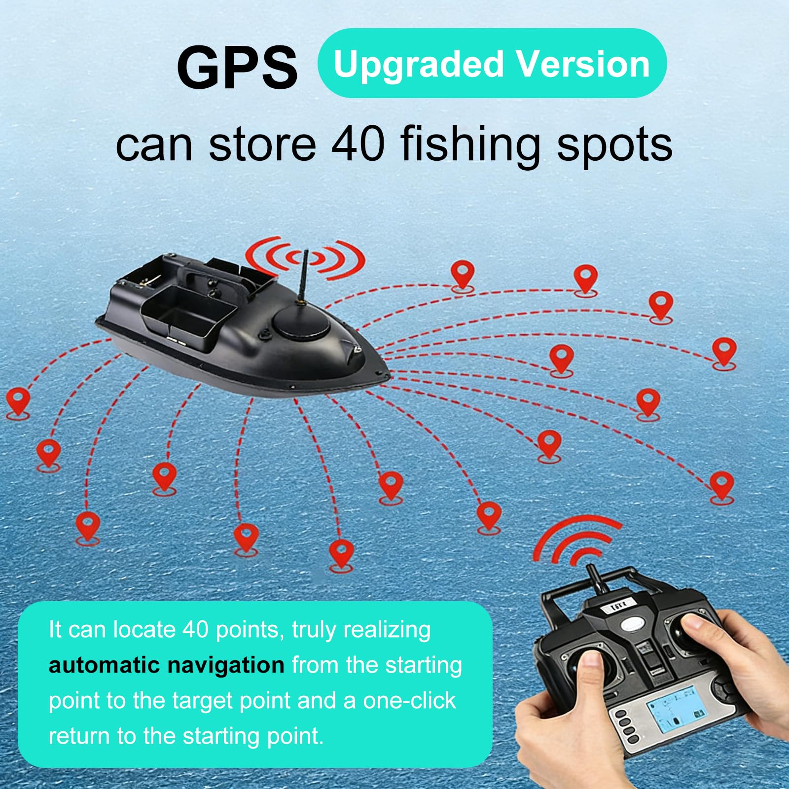 DDongdongqiang Bateau Amorceur GPS 500M avec Télécommande, Intelligent Appâts Pêche Carpe, Grande Capacité Batterie 5200mAh