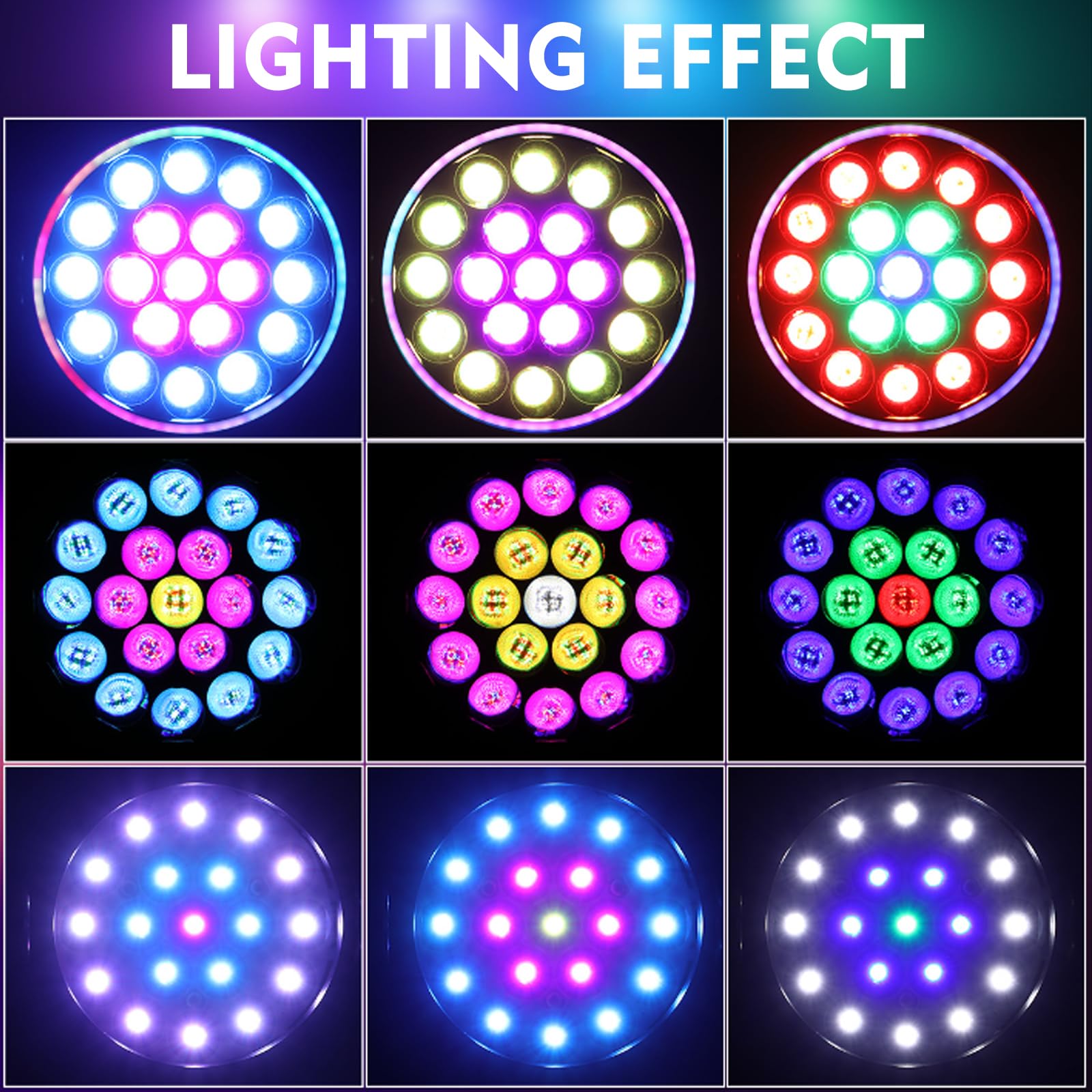 Professionelles Moving Head Bühnenlicht, 19 x 15 W RGBW LED DJ-Lichter, 17/25 Kanäle mit Zoom, DMX 512-Steuerung, Auto Run, Soundaktivierung, Wash- und Beam-Effekt für Partys (1 Packung)