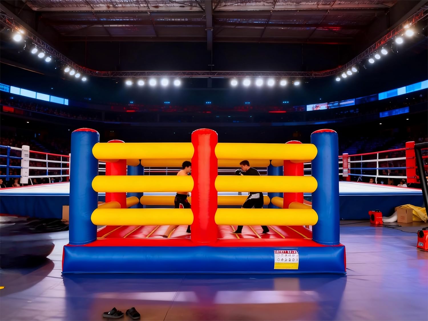 Inflatable Boxing Ring - Heavy Duty PVC Boxing Arena with Air Blower & Repair Kit, Suitable for Adults & Kids, Indoor Outdoor Training, Fitness & Recreational Use