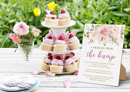 Miniatura 3 de Letrero de pañales de Baby Shower Games Late Night de 8 x 11 pulgadas, letrero de madera floral, decoración de mesa neutra de género para fiesta de