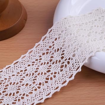 Ruban Dentelle Coton Vintage Ruban Dentelle Coton Blanc - 183 Cm X 12 Cm - Style Vintage - Pour Scrapbooking, Décoration Cadeaux, Couture Dentelle Blanche 183 Cm Longueur