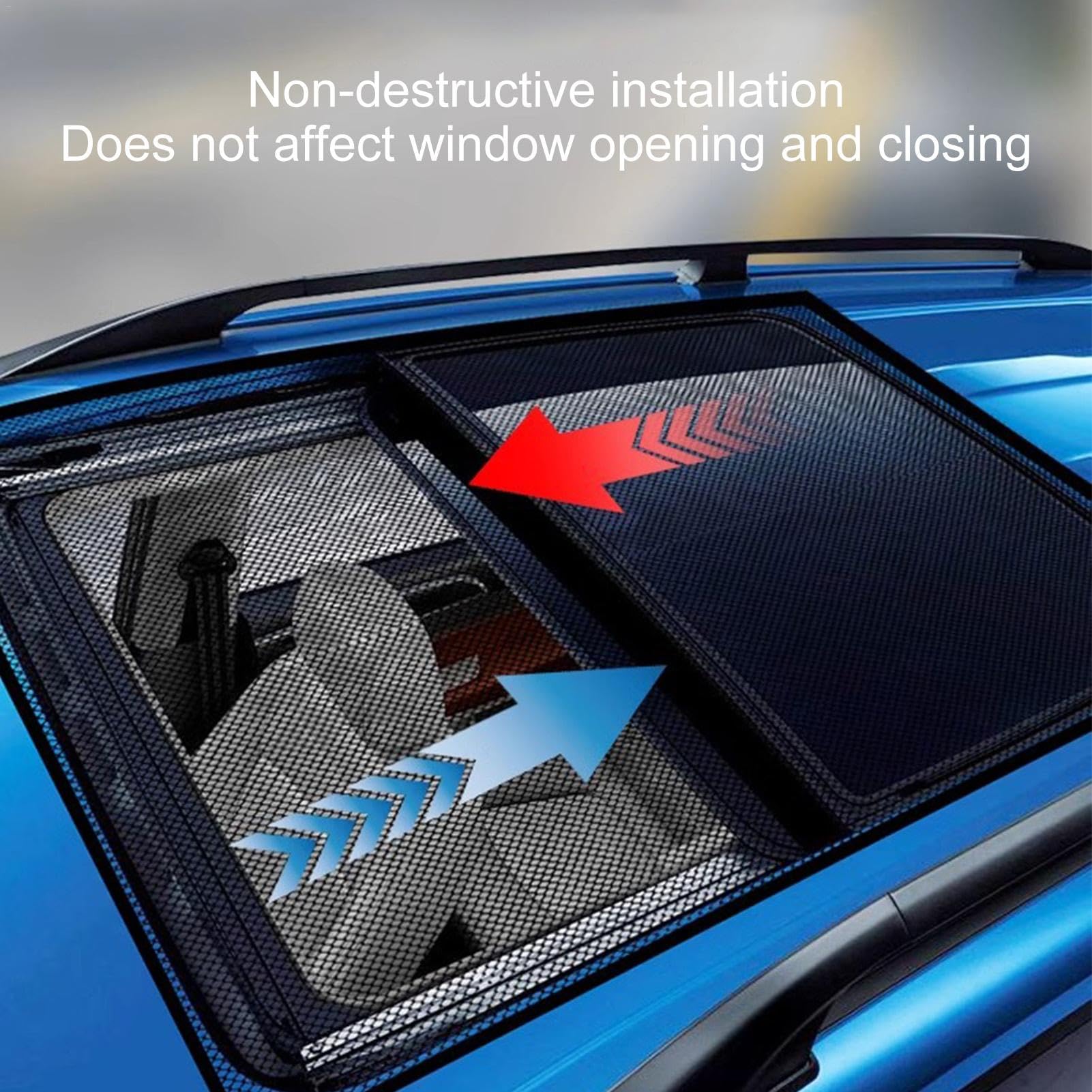 Parasole per Tettuccio Apribile,Rete Magnetica per Auto | Copertura in Maglia Traspirante Anti UV per Campeggio e Viaggi