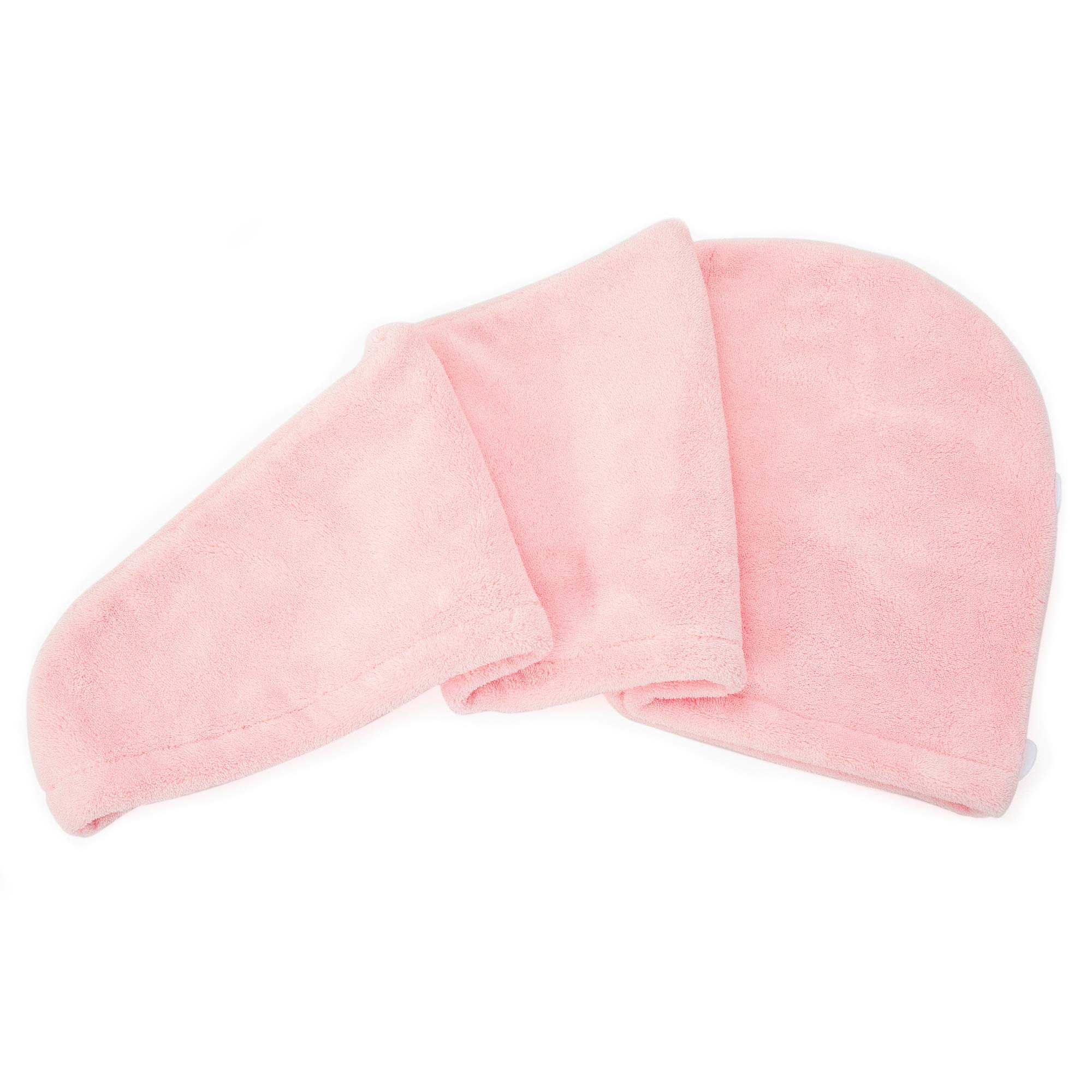 Lusecarl Mikrofaser-Haarhandtuch 2 Stück – Schnell Trocknend, Mit Knopf Als Turban, 25x65 Cm (lila/rosa)