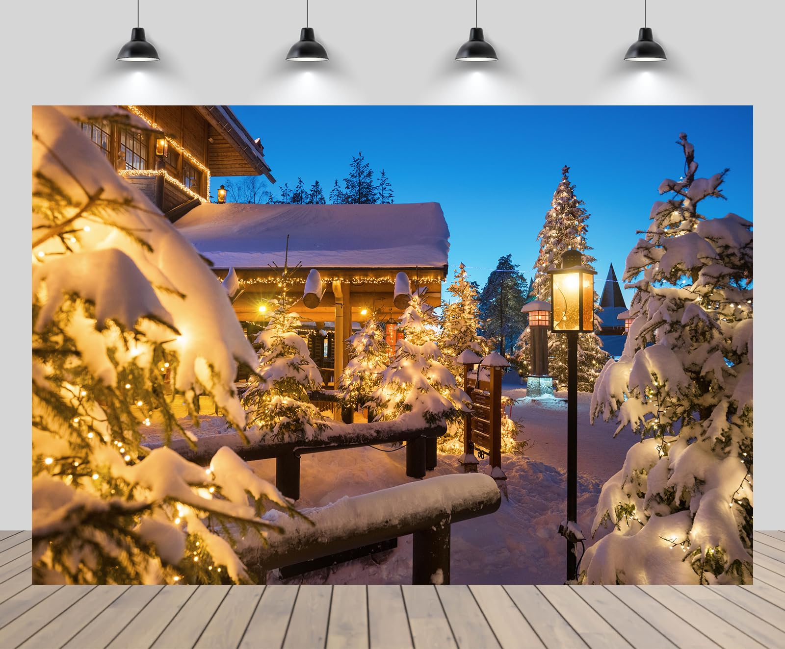 8x6ft Santa Village Christmas Backdrop Winter Scene 8x6ft Santa Claus
