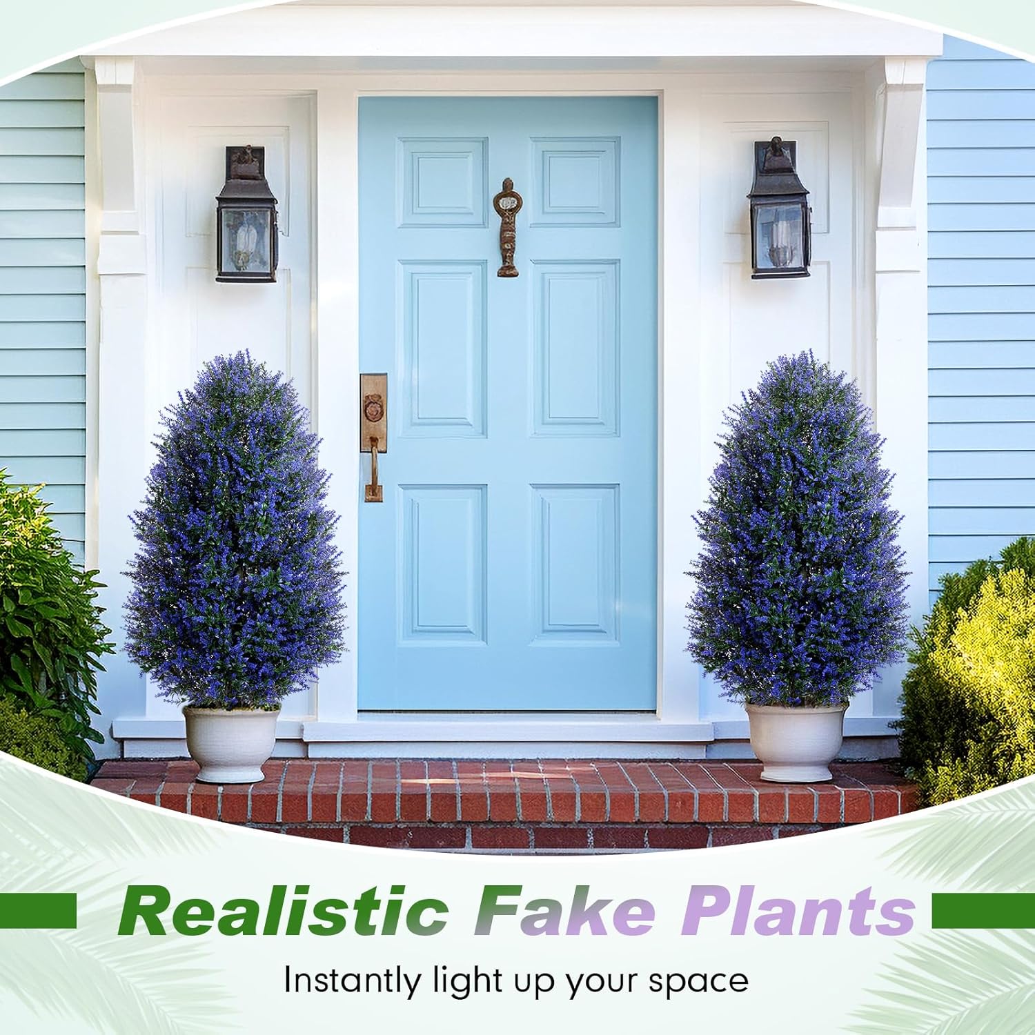 2 Pack 3ft Artificial Lavender Topiary Tree Faux Lavender Bush Large Outdoor Plants, Topiary Ball with Ground Spike UV Resistant, Fake Shrub Greenery Plants Tree for Porch, Home, Garden Decor