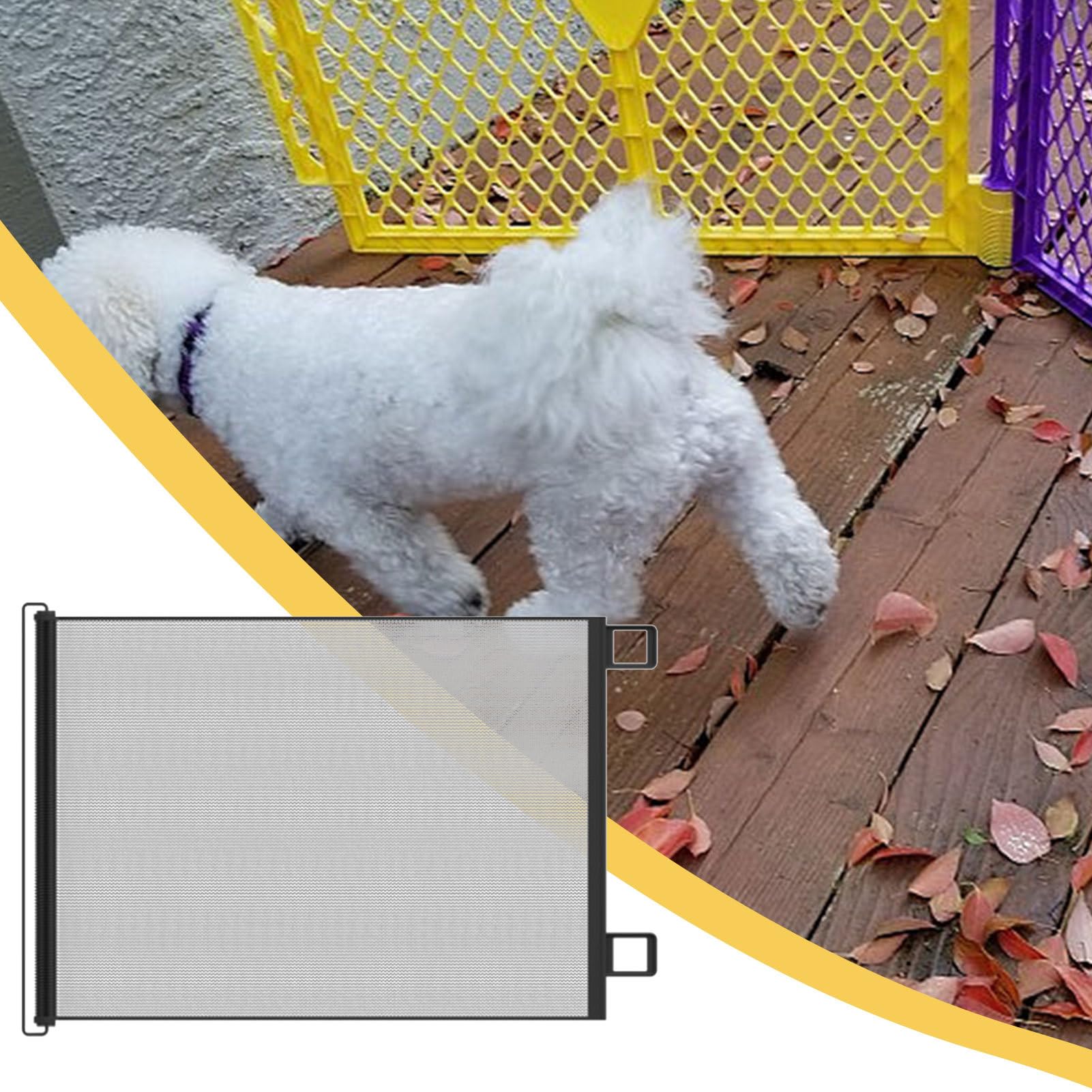 Barrera De Seguridad Bebe Extensibles, Puerta Retráctil para Mascotas, De Malla para Perros, con Base Antideslizante, para Escaleras Y Puertas