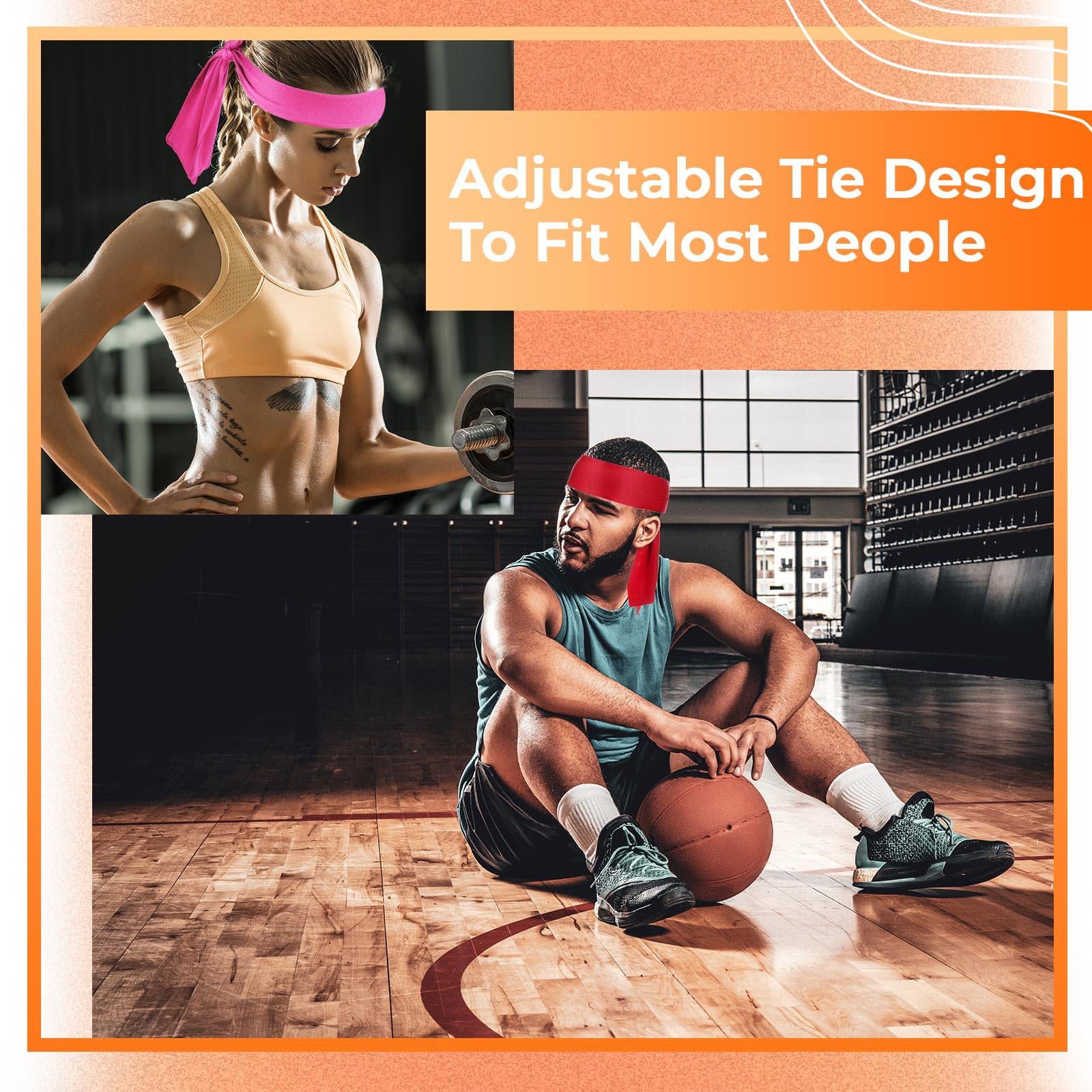 Hiboom 50 fasce per la testa da uomo e da donna, ninja, karate, atletica, per sport, basket, tennis, corsa, allenamento