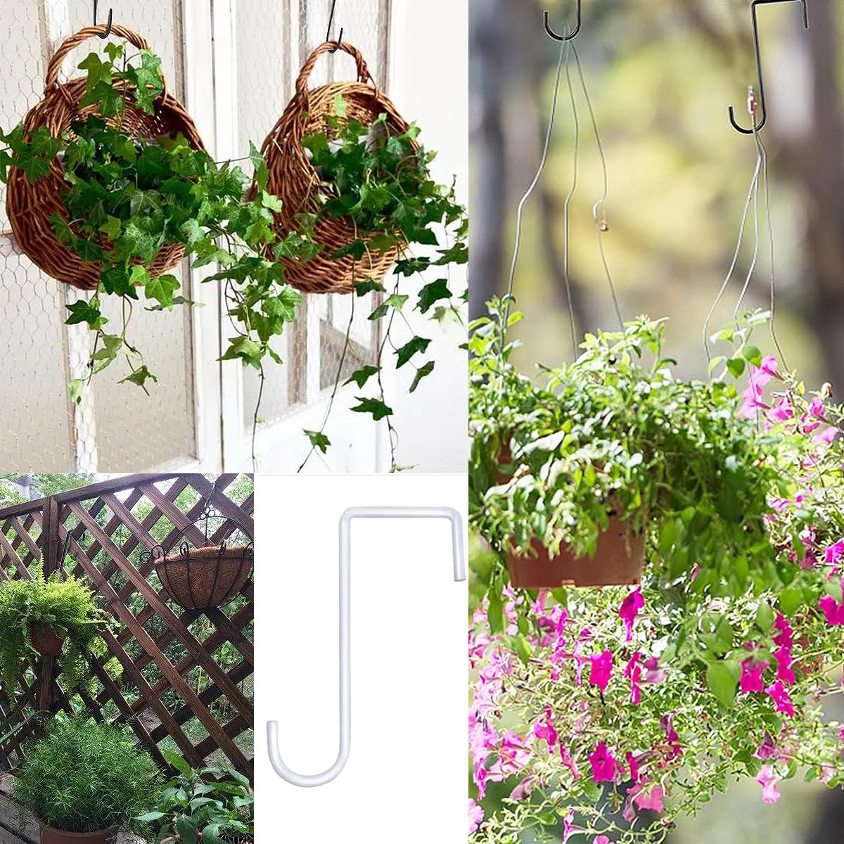 Lemiyoo 8 Pcs Garden Hangers, 6 Inch Indoor/Outdoor Fence Hooks, Over Fence Hanging Baskets, Brackets for Lights Bird Feeders - Image 3