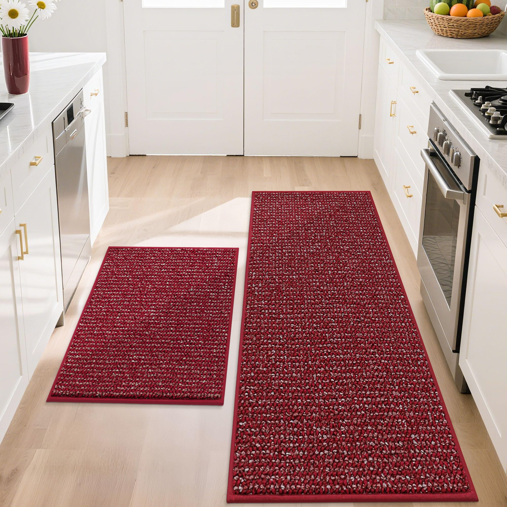 BEQHAUSE Taupe Kitchen Rugs - Non-Slip -22 BEQHAUSE Taupe Kitchen Rugs - Non-Slip -22