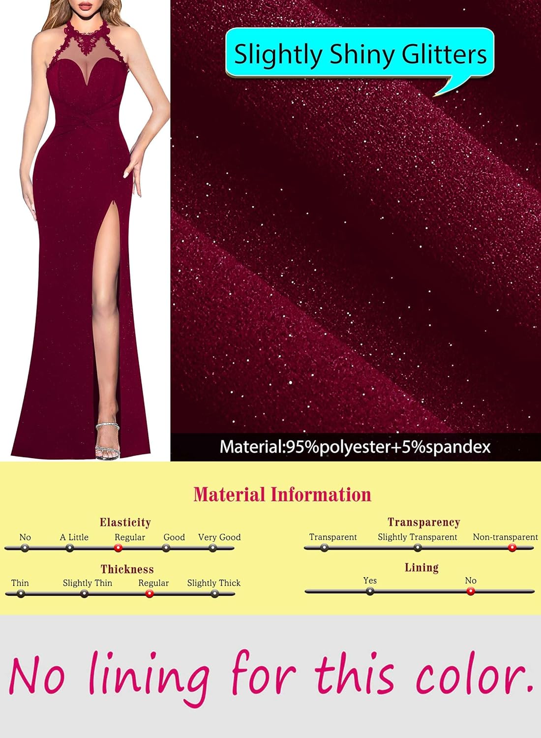 VFSHOW Womens Formal Illusion Halter Keyhole Back Prom High Slit Maxi Dress Wedding Guest Applique Twist Front Evening Gown - Image 6