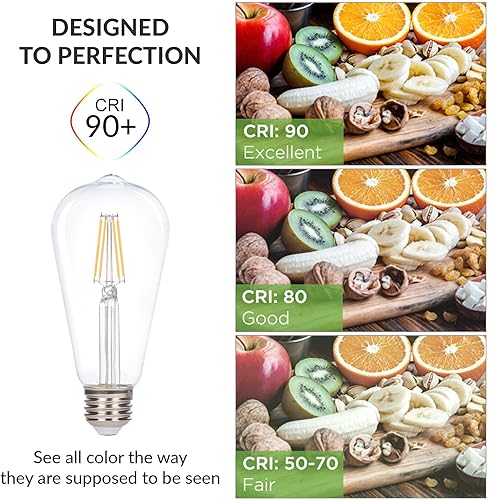 Miniatura 4 de [6 Pack] Simba iluminación LED clásico – Filamento ST21 (ST64 regulable Edison decorativos), jaula de ardilla Antiguo 120 V, Medium E26 Base, UL