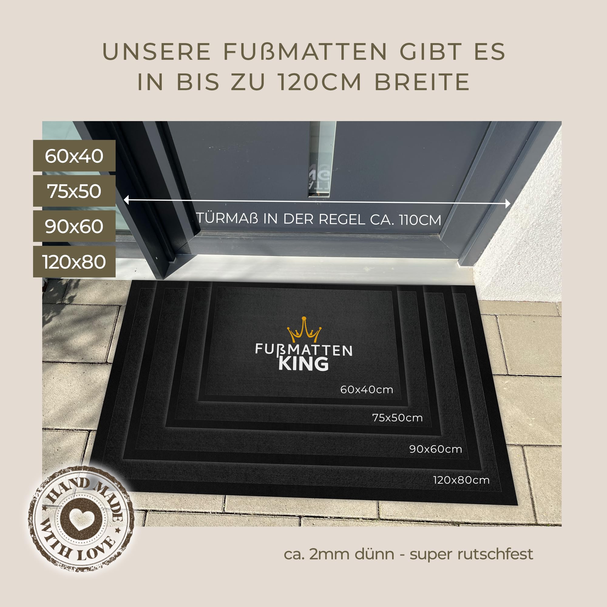 Personalisierte Fußmatte Willkommen bei Familie Wunschtext Name bis 120cm | Türmatte Familie personalisiert als Geschenk Einzug, Umzug, Hochzeit, Verlobung, Geburtstag (75x50cm)