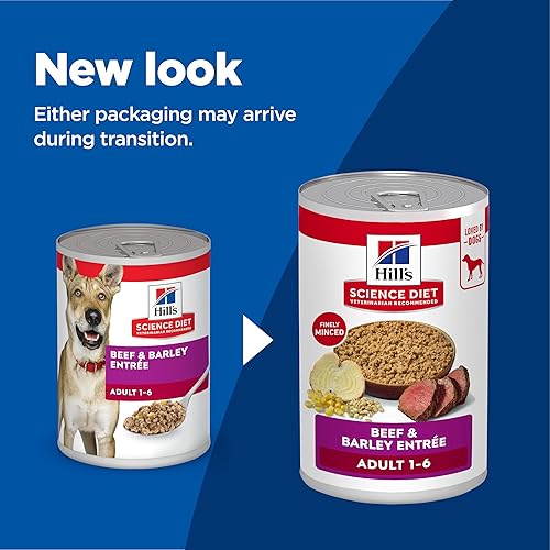 Miniatura 2 de Hill's Science Diet Adulto 1-6, Adulto 1-6 Premium Nutrition, alimento húmedo para perros, pan de carne de res y cebada, lata de 13 onzas, caja de 12