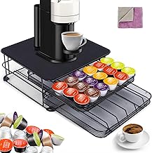 MASTERTOP Kaffee Kapselhalter, 2-Tier Kaffeekapseln Aufbewahrung von 72 Dolce Gusto Kapseln, Kapselständer Kapselspender mit Rutschfeste Oberfläche, Aufbewahrungsbox Schublade für Dolce Gusto, Schwarz
