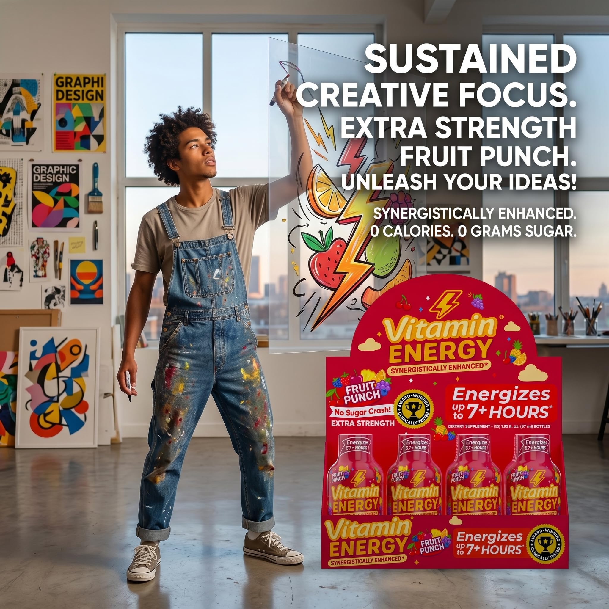 Vitamin Energy Fruit Punch Extra Strength Energy Shot, 12 Pack - Up to 7 Hrs, 260mg Natural Caffeine, Zero Sugar - Green Tea Extract, Immune Support, B12 B6 Niacin, 1.93 fl oz, Keto Vegan — Amazon image 5