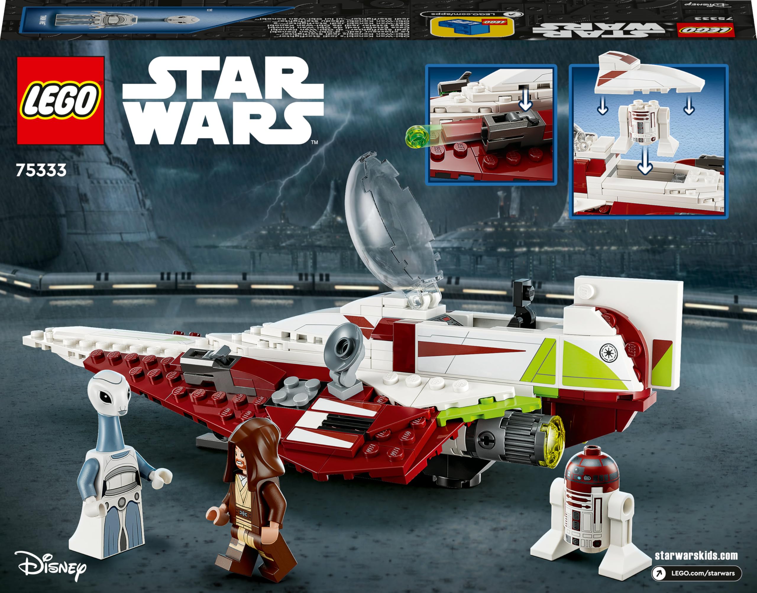 LEGO Star Wars Le Chasseur Jedi d’Obi-Wan Kenobi : Jeu de Construction Star Wars avec Minifigurine Taun We, Figurine Droïde, Sabre Laser, Cadeau Enfants, Filles et Garçons dès 7 Ans 75333