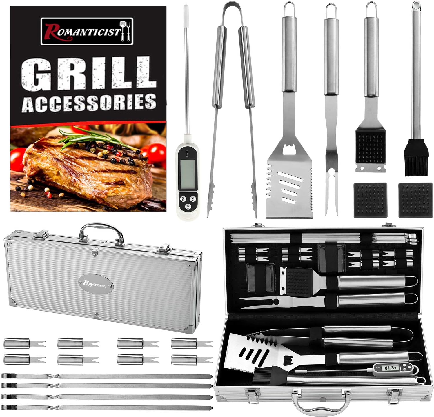 ROMANTICIST 21Pcs Heavy Duty Stainless Steel BBQ Tool Set