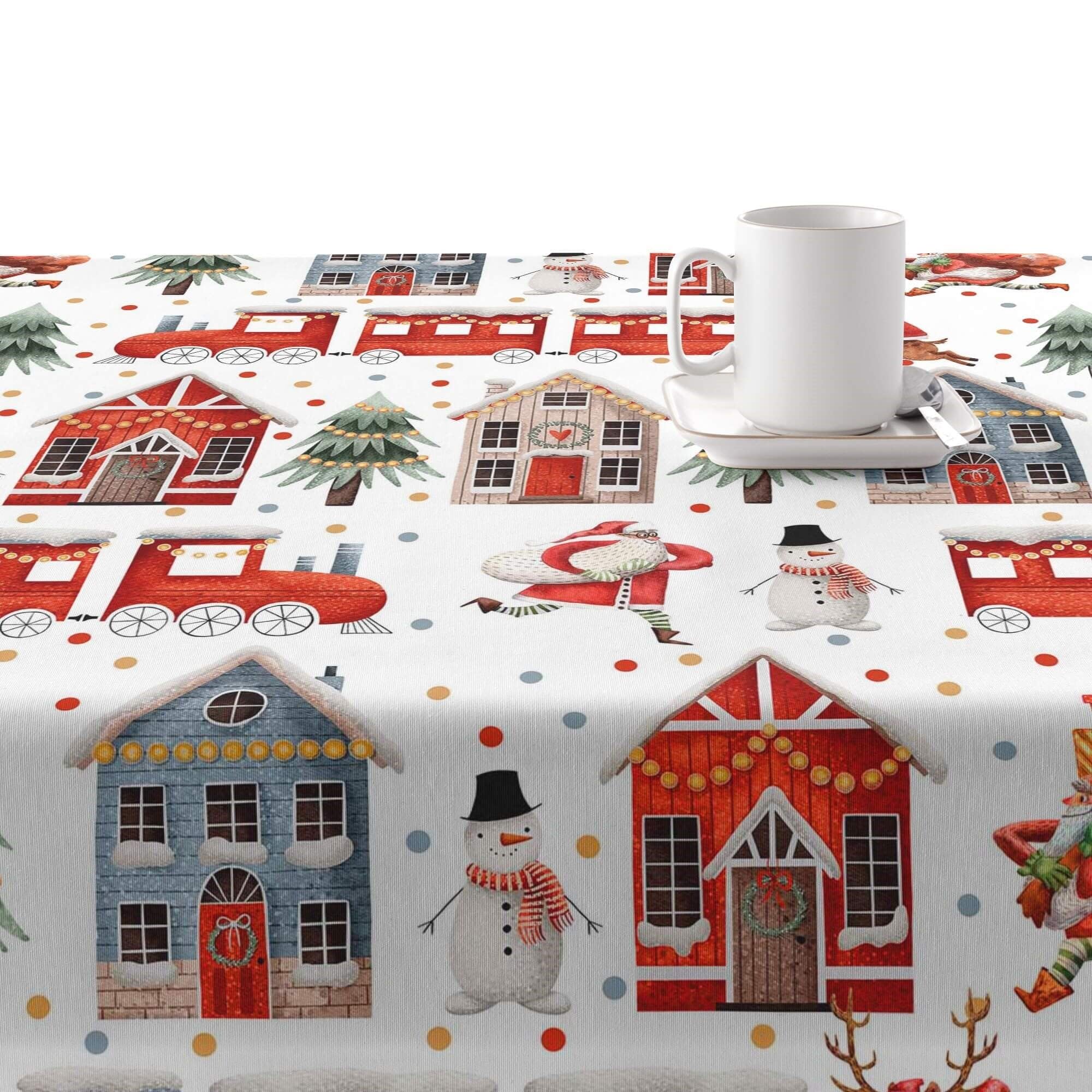BELUM | Mantel Navidad 250x140 cm 100% algodón resinado Antimanchas (Tacto no plastificado) Modelo Merry Christmas 66