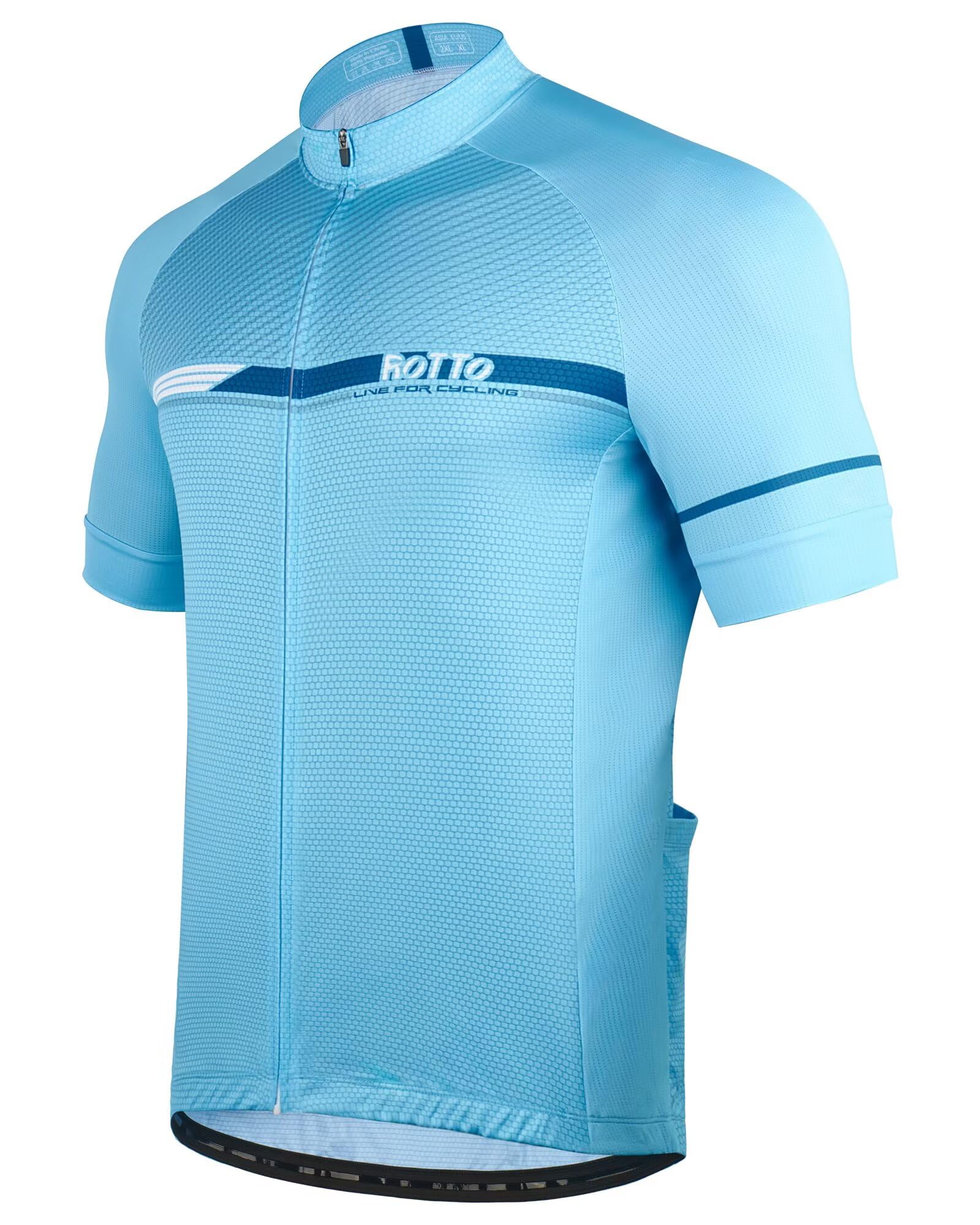 ROTTO Maillot Ciclismo Hombre Camiseta Ciclismo Manga Corta Maillot MTB Serie de línea Simple
