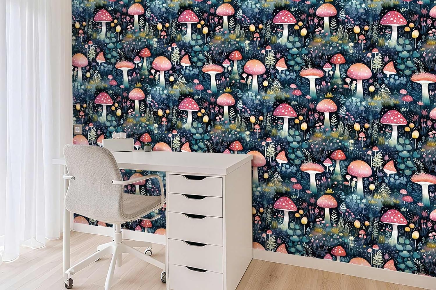 Whimsical Mushroom Peel and Stick Wallpaper – Colorful Forest Fantasy Wallpaper for Home Décor | 17.7" x 118", Self-Adhesive, Waterproof Vinyl