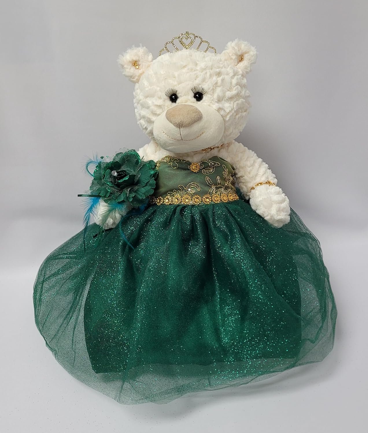 KINNEX COLLECTIONS SINCE 1997 Sweet 16~20" Teddy Bear with Dress and Sweet 16" Embroidery (Centerpiece) arc16831A-33 (Emerald Green)